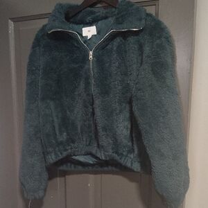 bp Plush Zip-Up Jacket in Dark Teal